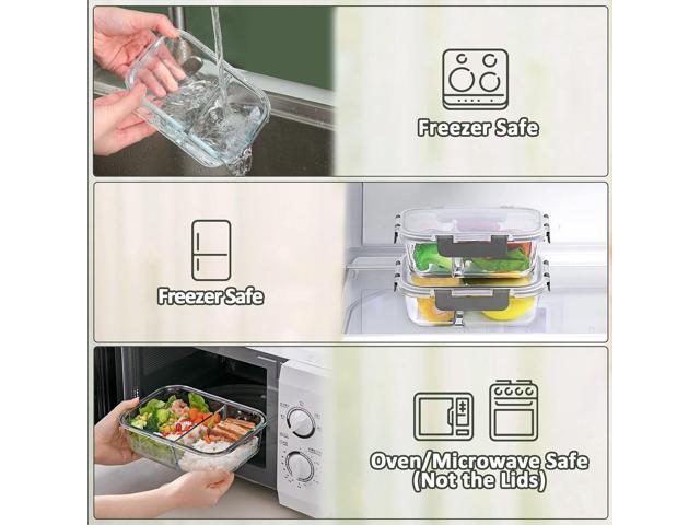M MCIRCO [5-Pack,36 Oz] Glass Meal Prep Containers 2 Compartments Portion Control with Upgraded Snap Locking Lids Glass Food Storage Containers,...