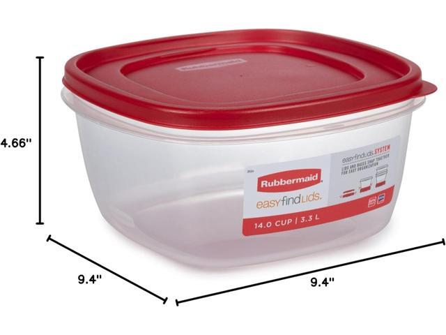 Rubbermaid Easy Find Lids Food Storage Container, 14 Cup, Red 2 Pack