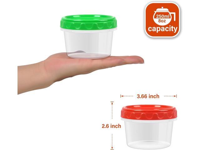 8 oz Small Freezer Containers with Lids Stackable Plastic Food Storage Container 1 Cup Meal Prep Bowls Airtight Dishwasher Safe,12-pack