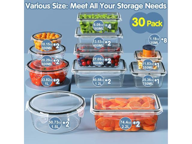 60-Piece Large Food Storage Containers Set - Leakproof, BPA-Free Plastic with Lids Airtight for Kitchen Storage and Organization Reusable with...