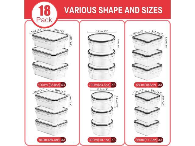 Skroam 36 Pack Food Storage Containers (18 Airtight Kitchen Storage & 18 Lids), Plastic BPA-Free Meal Prep Container for Pantry Organizers and...