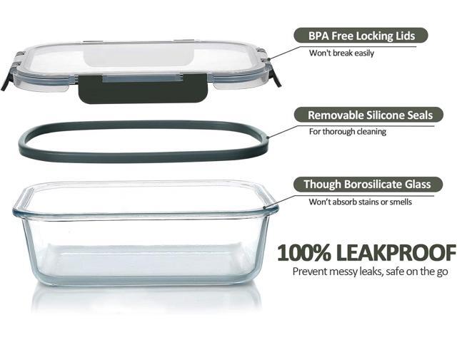 M MCIRCO 10-Pack Glass Food Storage Container with Lids, Airtight Glass Lunch Bento Boxes, Glass Meal Prep Container,Microwave, Oven, Freezer and...