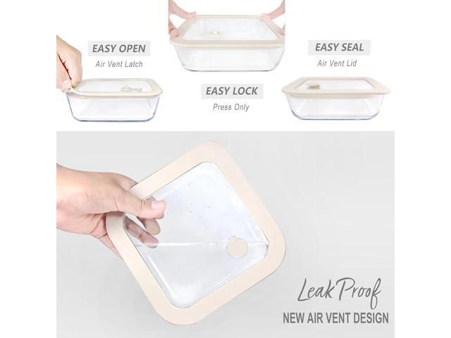 Urban Green Glass Food Container Set with Silicone Glass Lid, Large Size 3 Pack, Meal Prep Food Storage Containers with Airtight Lids, Leakproof,...