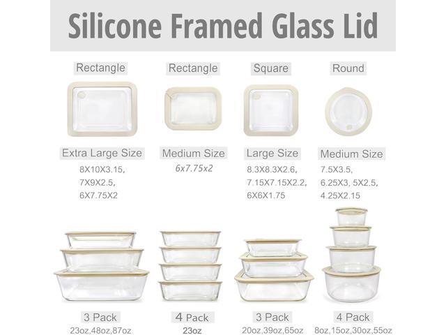 Urban Green Glass Food Container Set with Silicone Glass Lid, Large Size 3 Pack, Meal Prep Food Storage Containers with Airtight Lids, Leakproof,...