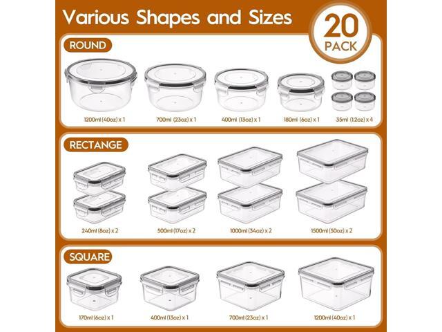 40 Pcs Food Storage Containers with Lids Airtight (20 Containers & 20 Lids), Plastic Meal Prep Container for Pantry & Kitchen Organization,...