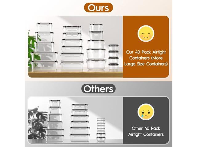 40 Pcs Food Storage Containers with Lids Airtight (20 Containers & 20 Lids), Plastic Meal Prep Container for Pantry & Kitchen Organization,...