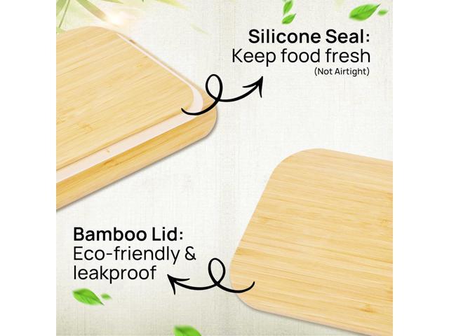 Vtopmart Glass Food Storage Containers with Bamboo Lids, 4 Pack Meal Prep Glass Containers Safe for Microwave, Oven, Freezer and Dishwasher, BPA Free