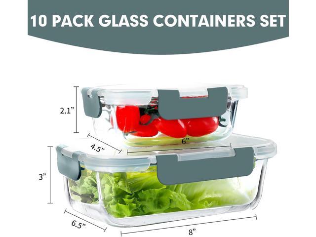 VERONES 10 Pack Glass Meal Prep Containers, Airtight Glass Lunch Containers, Stackable Glass Food Storage Containers Set with Lids,Exclusive of...