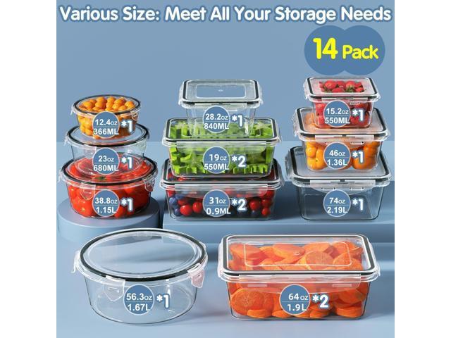 28 Pieces Food Storage Containers with Lids EXTRA LARGE Freezer Containers for Food BPA-Free Meat Fruit Vegetables Plastic Containers with lids...