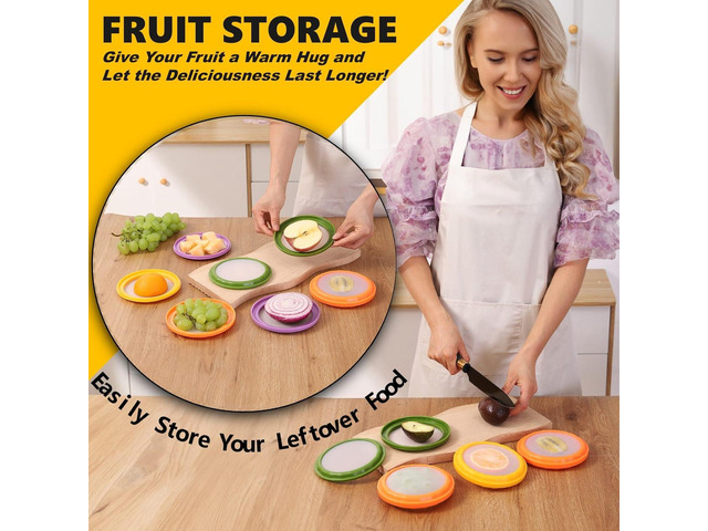 4-Piece Airtight Food Storage Containers Set Avocado Saver, Onion Keeper, Silicone Kitchen Organizers for Fridge, Reusable & Leak-Proof to Lock in...