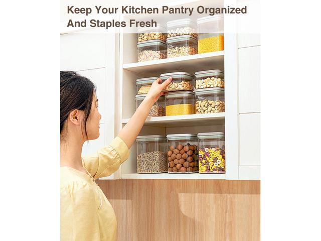 12 Pcs Pop Food Storage Containers Airtight Food Storage Containers Set with Lids Kitchen Pantry Organization and Storage, 3.4Qt, 2.8Qt, 2.1Qt, 1.2Qt