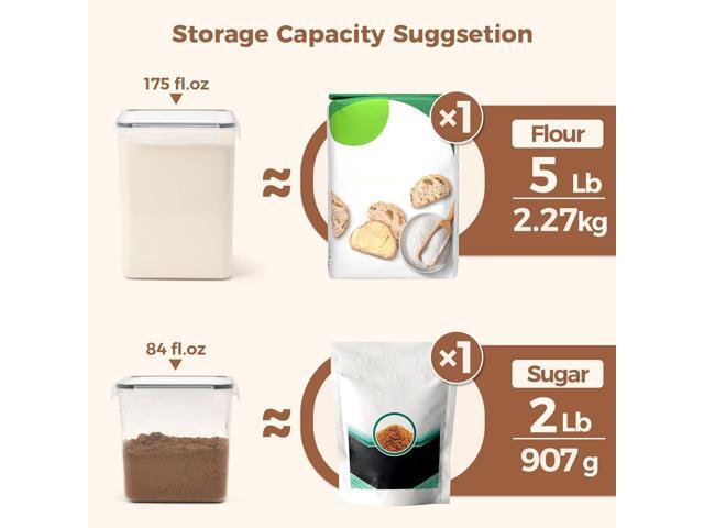 ComSaf Flour Sugar Storage Containers Set of 3 (5.2L/175oz) (2.5L/84oz*2), Large Airtight Food Storage Containers with Lids, Plastic Canisters Sets...