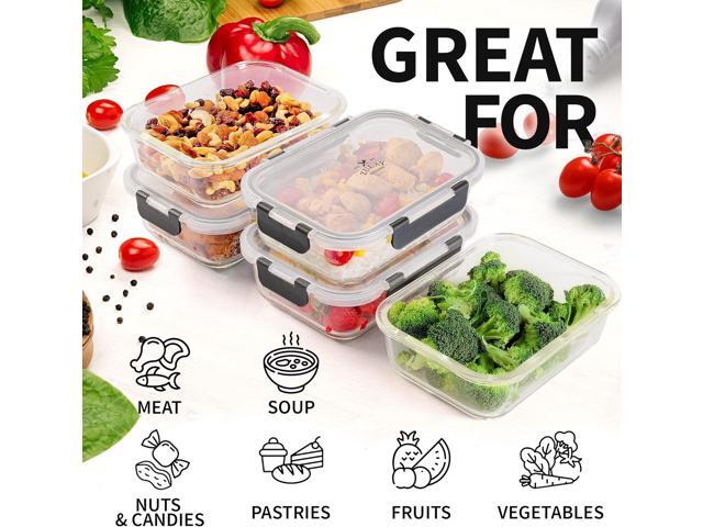 Zulay Kitchen 5 Pack Glass Meal Prep Containers with Lids - Airtight, Premium Borosilicate Glass Food Storage Containers - Microwave, Freezer &...