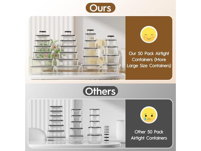 50 Pcs Large Food Storage Containers with Lids Airtight, Total 628.8OZ Stackable Kitchen Organization Set, BPA-Free Plastic Meal Prep Container...