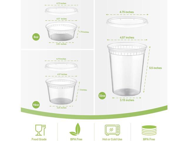 AOZITA 24 Sets Plastic Deli Food Containers With Lids, 8 oz 16oz 32oz Variety pack, Airtight Food Storage Containers, Freezer/Dishwasher/Microwave...