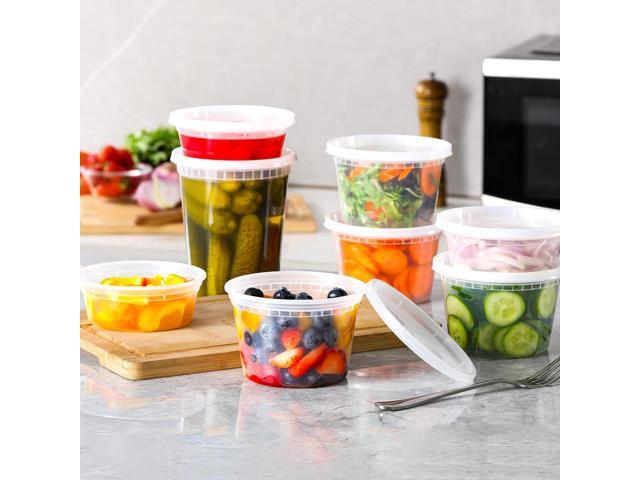 AOZITA 24 Sets Plastic Deli Food Containers With Lids, 8 oz 16oz 32oz Variety pack, Airtight Food Storage Containers, Freezer/Dishwasher/Microwave...