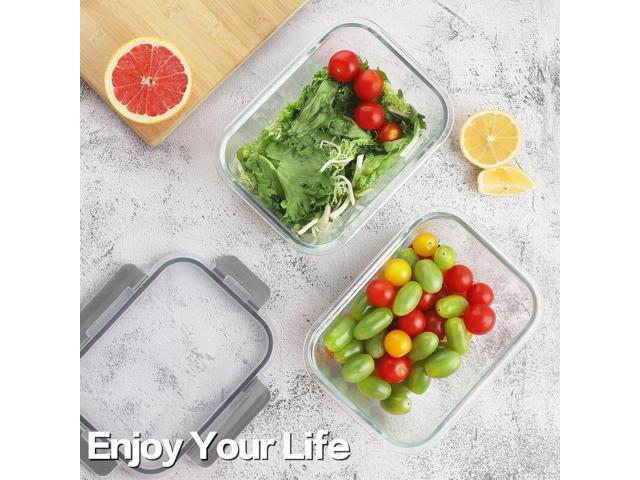 HOMBERKING 4 Pieces 63oz/8cup Large Glass Food Storage Containers with Lids, Meal Prep Containers, Airtight Bento Boxes with Leak Proof Locking (2...