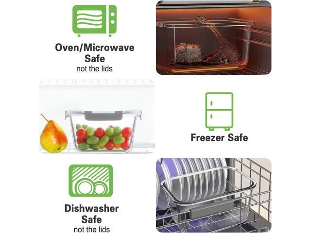 HOMBERKING 4 Pieces 63oz/8cup Large Glass Food Storage Containers with Lids, Meal Prep Containers, Airtight Bento Boxes with Leak Proof Locking (2...