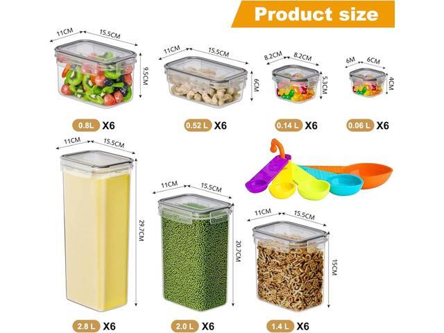 stusgo 42 Pack Airtight Food Storage Containers with Lids, Plastic Kitchen and Organization Canisters for Cereal, Flour and Sugar, Includes Spoons,...