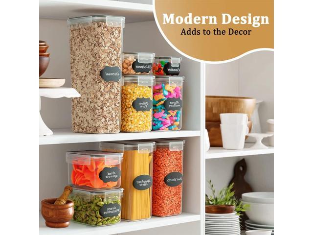 stusgo 42 Pack Airtight Food Storage Containers with Lids, Plastic Kitchen and Organization Canisters for Cereal, Flour and Sugar, Includes Spoons,...