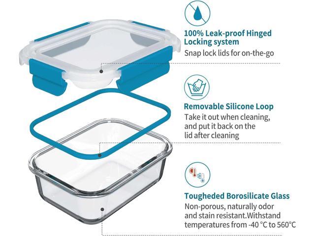 Glass Food Storage Containers with Airtight Lids-Glass Meal Prep Containers/Bento Box/Microwave Freezer Dishwasher Safe-Glass Lunch Box for...