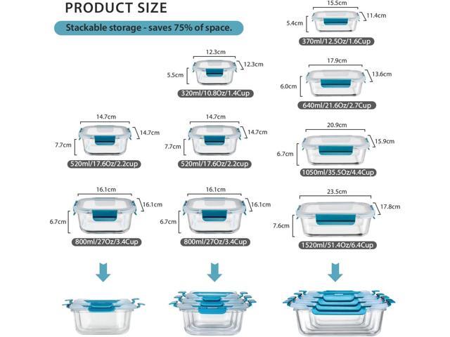 Glass Food Storage Containers with Airtight Lids-Glass Meal Prep Containers/Bento Box/Microwave Freezer Dishwasher Safe-Glass Lunch Box for...