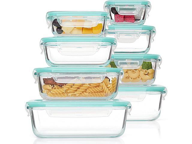 Vtopmart 8 Pack Glass Food Storage Containers with Airtight Lids, Glass Meal Prep Containers, Lunch Office Meal for Microwave, Oven, Freezer and...