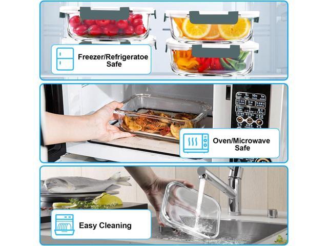 VERONES 5 Pack 36 OZ Glass Meal Prep Containers, Airtight Glass Lunch Containers Set, Glass Food Storage Containers with Lids,Exclusive of BPA, for...
