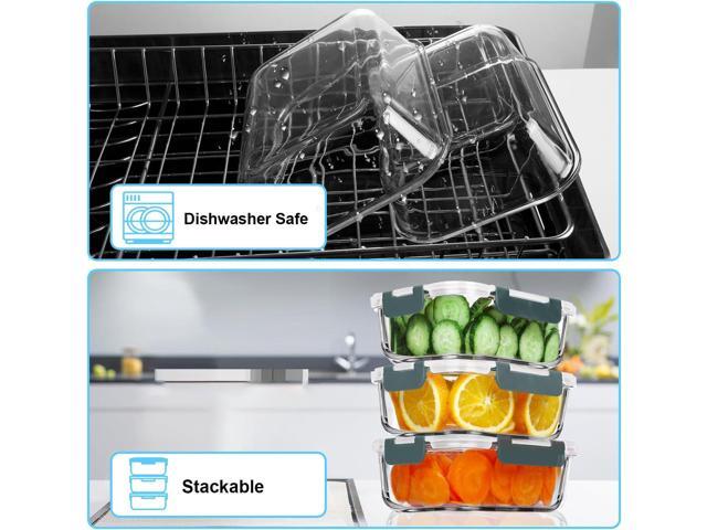 VERONES 5 Pack 36 OZ Glass Meal Prep Containers, Airtight Glass Lunch Containers Set, Glass Food Storage Containers with Lids,Exclusive of BPA, for...