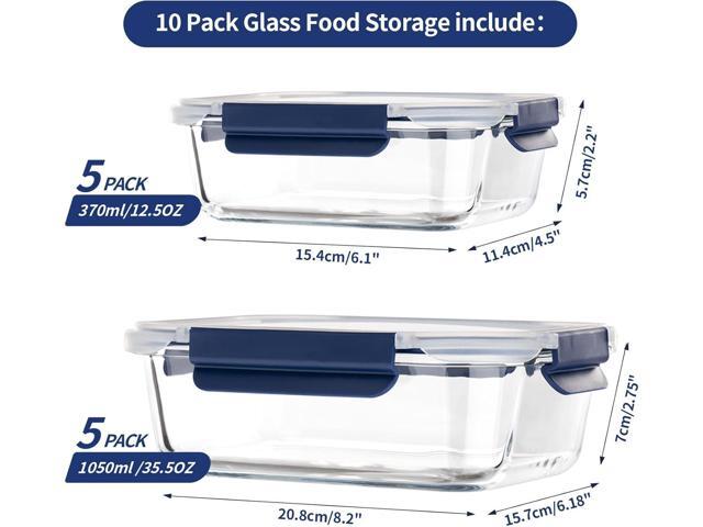 Glass Food Storage Containers with Lids Airtight, 10 Pack Meal Prep Containers, Bpa-free Lid Glass Lunch Box