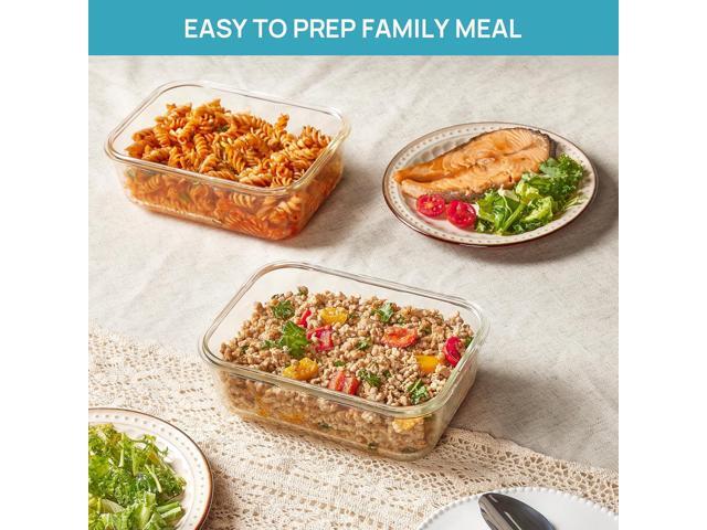 Vtopmart 2Pack 1860ml/ 63oz Large Glass Storage Containers with Lids, Meal Prep Food Container Set with Snap Airtight Lid for Baking, Microwave,...