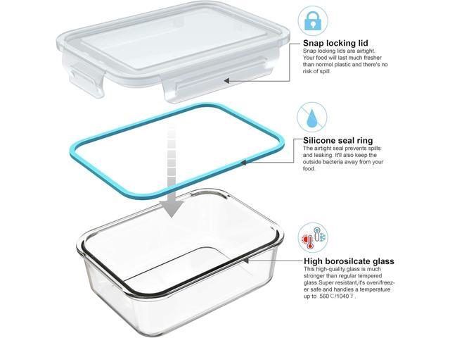 Glass Food Storage Containers with Lids, [18 Piece] Glass Meal Prep Containers, Containers for Food Storage with Lids, BPA Free & Leak Proof (9 Lid...