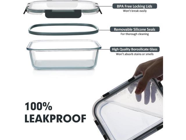 VERONES 30 Pieces Glass Meal Prep Containers Set, Stackable Glass Food Storage Containers with Lids-Airtight Glass Lunch Containersfor Microwave,...