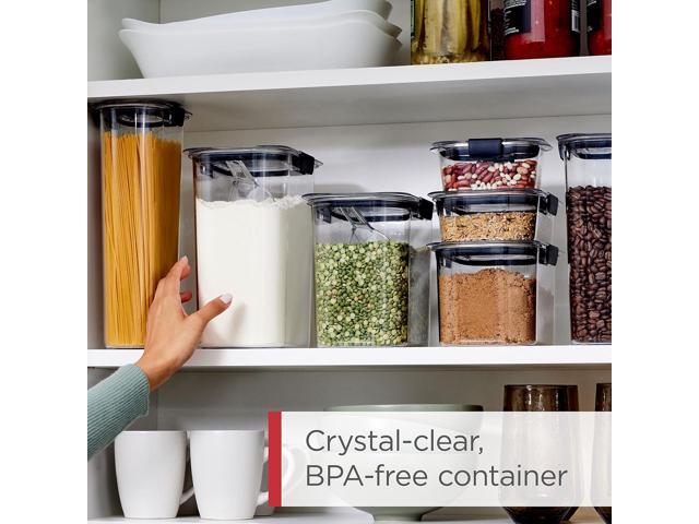 Rubbermaid Brilliance 14-Piece Food Storage Container Set with Scoops Airtight BPA-Free for Kitchen and Pantry Organization