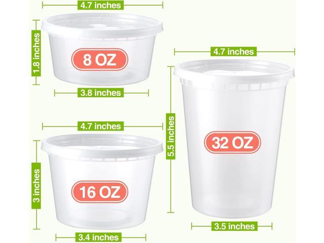 60 Set Deli-Containers-with-Lids: [8oz 16oz 32oz] Combo Plastic-Food-Storage-Containers-with-Lids, To-Go-Containers, Meal-Prep-Containers