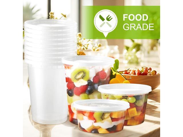 60 Set Deli-Containers-with-Lids: [8oz 16oz 32oz] Combo Plastic-Food-Storage-Containers-with-Lids, To-Go-Containers, Meal-Prep-Containers