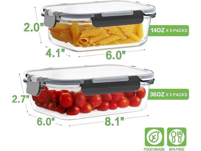 HOMBERKING 10 Pack Glass Meal Prep Containers with Locking Lids, Glass Food Storage Containers Set, Airtight Glass Lunch Bento Boxes, BPA-Free &...