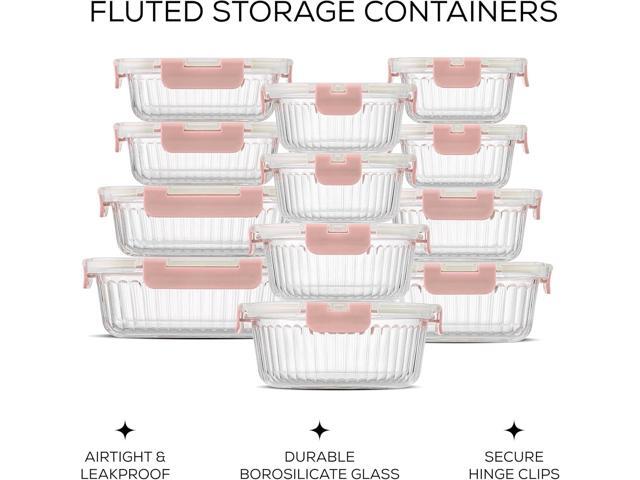 JoyJolt 24pc Borosilicate Glass Storage Containers with Lids 12 Airtight/Freezer Safe Food Storage Containers for Pantry and Kitchen Meal Prep...
