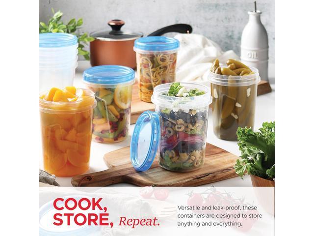 10 Pack Leakproof Freezer Containers for Food with Twist Top Lids - 32 Oz BPA Free Reusable Plastic Soup Containers with Screw On Lids - Ideal for...