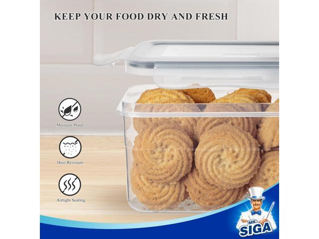 MR. SIGA 12 Pack Airtight Food Storage Container Set, BPA Free Kitchen Pantry Organization, Kitchen Canisters for Cereal, Spaghetti, includes 16...
