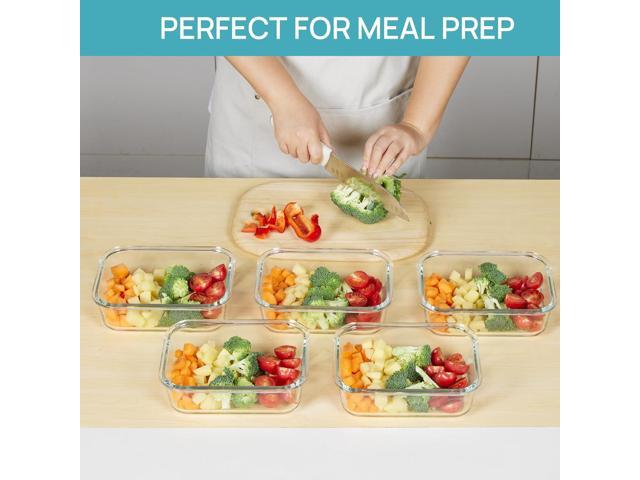 Vtopmart 5 Pack 35oz Glass Food Storage Containers with Lids, Meal Prep Containers, Airtight Reusable Lunch Container Set, Safe for Oven,...