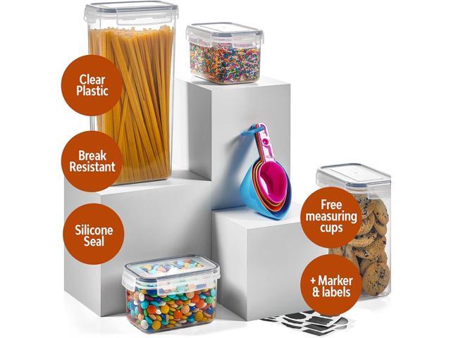 24 Pack Airtight Food Storage Container Set - BPA Free Clear Plastic Kitchen and Pantry Organization Canisters with Durable Lids for Cereal, Dry...