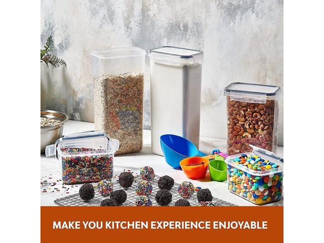 24 Pack Airtight Food Storage Container Set - BPA Free Clear Plastic Kitchen and Pantry Organization Canisters with Durable Lids for Cereal, Dry...