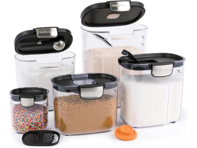 ProKeeper+ Airtight Food Storage Container Set Clear Plastic Flour and Sugar Canister Set with Magnetic Accessories for Kitchen Organization...