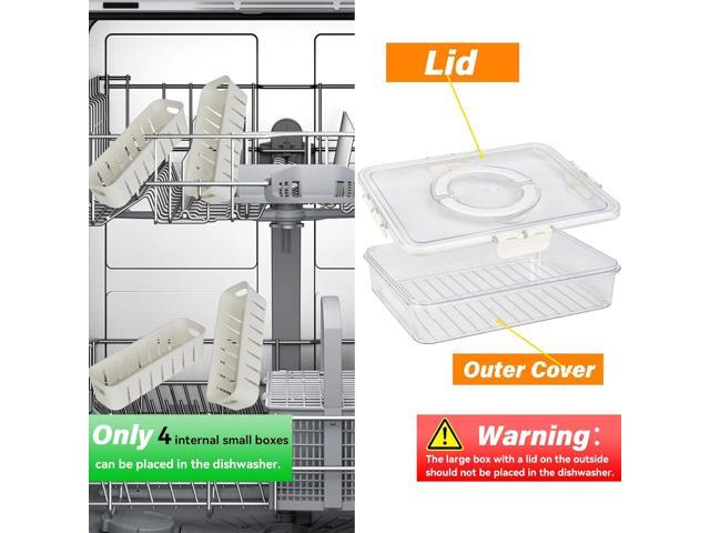 Portable Fruit Storage Containers for Fridge, 4 Compartments Snack Box Container, BPA-Free Divided Serving Tray with Lid for Veggie, Clear Snack...