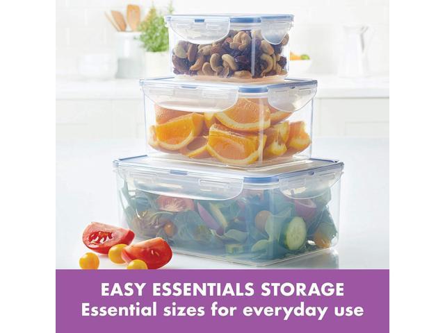 LocknLock Easy Essentials Food Storage lids/Airtight containers, BPA Free, 6-Piece, Clear