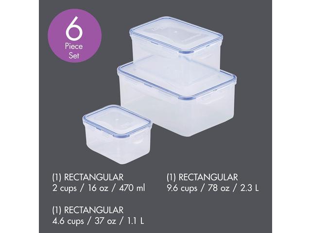 LocknLock Easy Essentials Food Storage lids/Airtight containers, BPA Free, 6-Piece, Clear