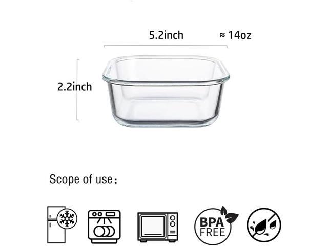 16PC Square Glass Storage Containers With Lids, 2 Cup Glass Food Containers With Lids, Square Meal Prep Bowls, Small Food Bowls For Soup Snack...