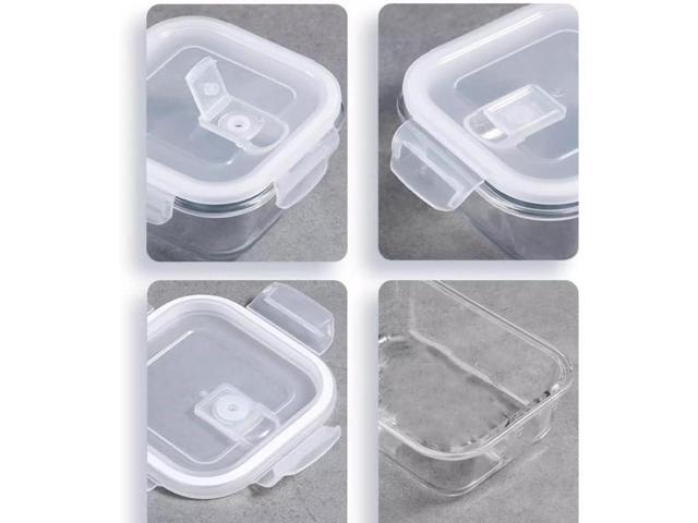 16PC Square Glass Storage Containers With Lids, 2 Cup Glass Food Containers With Lids, Square Meal Prep Bowls, Small Food Bowls For Soup Snack...