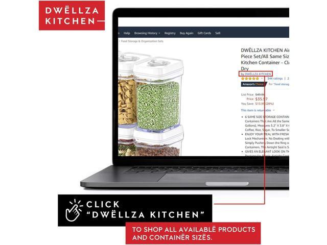DWËLLZA KITCHEN Airtight Food Storage Containers - Pantry Snacks Kitchen Container, Baking Supplies, 4LB Sugar & Flour Canister - 4 Pc Set All Same...